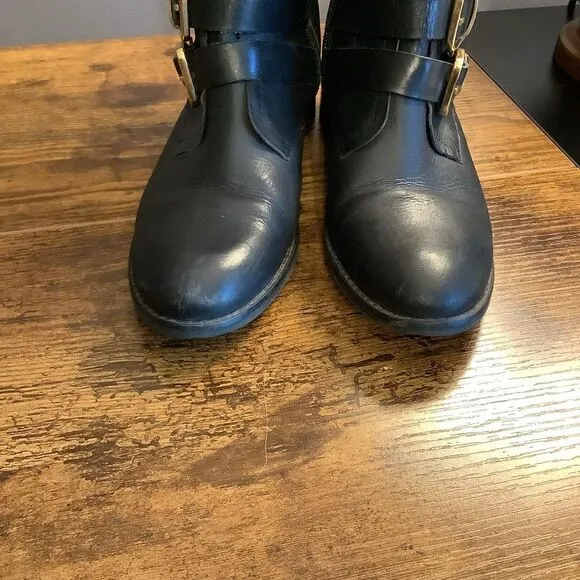 Carrano Black Leather Moto Boots👢