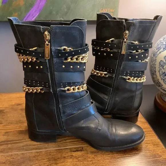 Carrano Black Leather Moto Boots👢