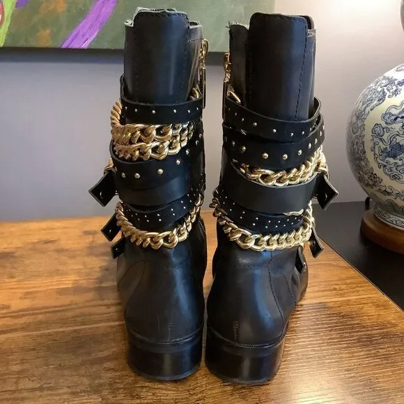 Carrano Black Leather Moto Boots👢