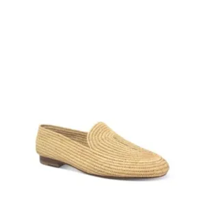 CARRIE FORBES Womens Beige Raffia Atlas Round Toe Slip On Loafers Shoes 39