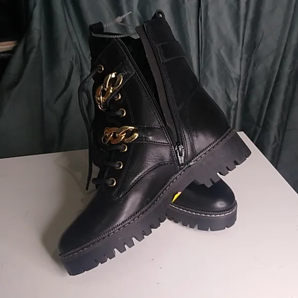 Carvela Salute Leather Chain Biker Boots