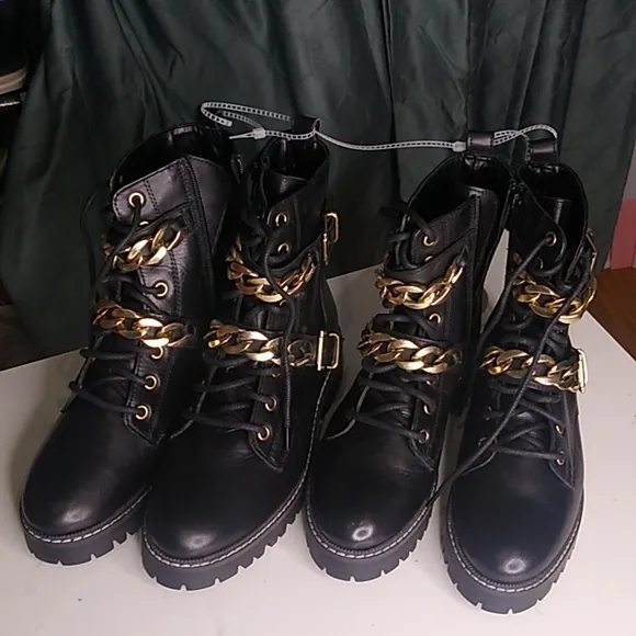 Carvela Salute Leather Chain Biker Boots