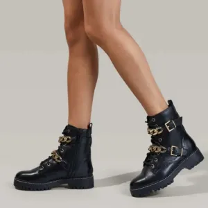Carvela Salute Leather Chain Biker Boots
