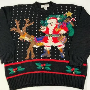 Casual Corner - Large, vintage sweater, Christmas, Santa