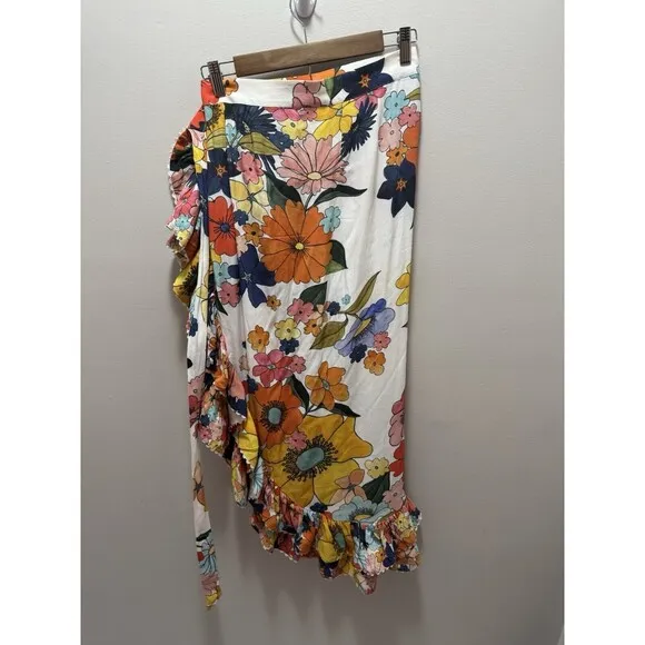 Celia B Multicolor‎ Floral Wrap Maxi Skirt Size Small Viscose