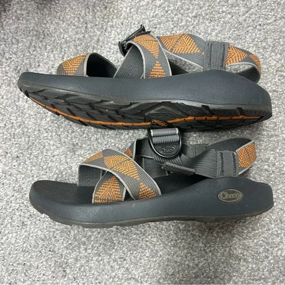 Chaco Mega Z1 Cloud Men's Wide Strap Outdoor Hiking Sandals Orange/Gray Size 9