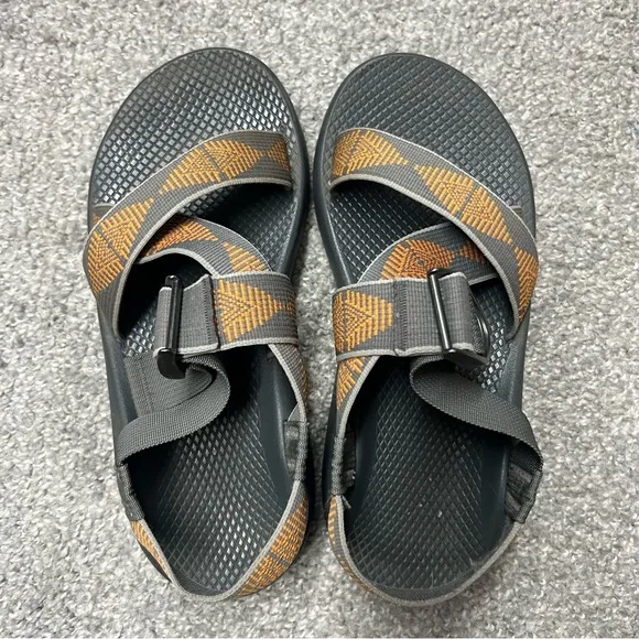 Chaco Mega Z1 Cloud Men's Wide Strap Outdoor Hiking Sandals Orange/Gray Size 9
