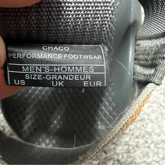 Chaco Mega Z1 Cloud Men's Wide Strap Outdoor Hiking Sandals Orange/Gray Size 9