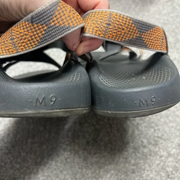 Chaco Mega Z1 Cloud Men's Wide Strap Outdoor Hiking Sandals Orange/Gray Size 9