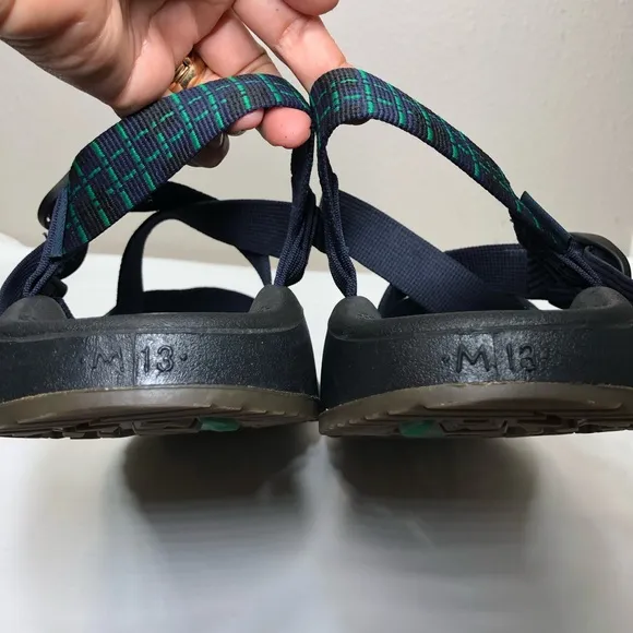 Chaco Men's Z/Cloud Ending Navy Green Adjustable Straps Hiking Sandals Size 13