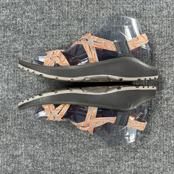 Chaco Womens Z/Cloud X2 Sandals Size 8 Orange Gray Strappy Hiking Water Shoes