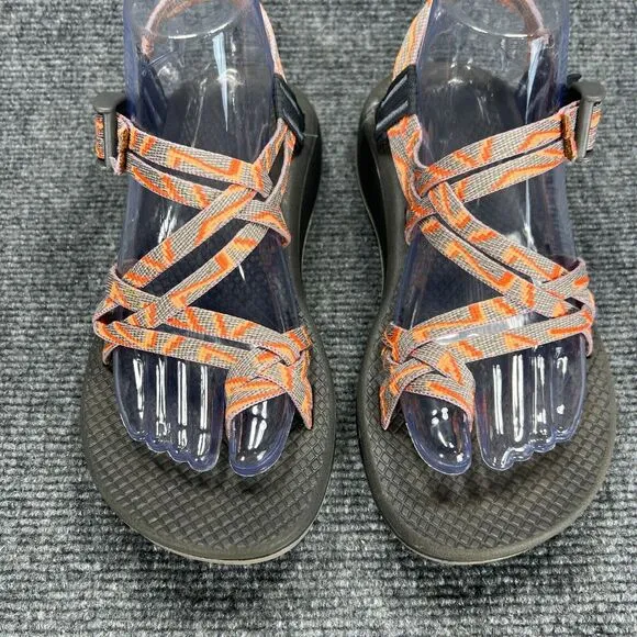 Chaco Womens Z/Cloud X2 Sandals Size 8 Orange Gray Strappy Hiking Water Shoes