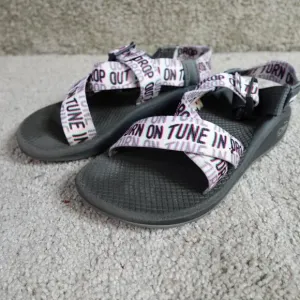 Chaco Woodstock Sandals 7 White Blue Sport Hiking
