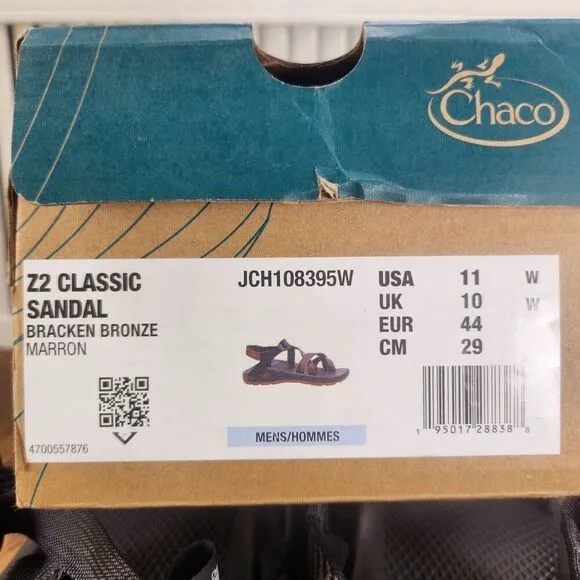 Chaco Z/2 Classic Bracken Bronze Mens 11 Wide Brown Hiking Strappy Sandals Shoes