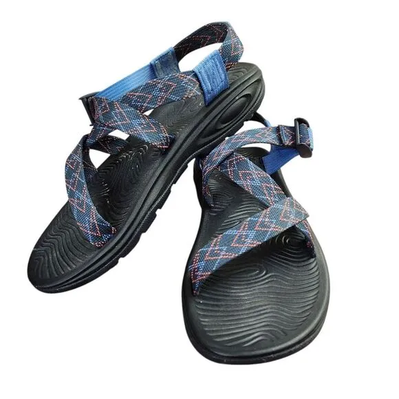 Chaco Zstrap Blue Multicolored Womens  Hiking Walking Sandals Sz 8