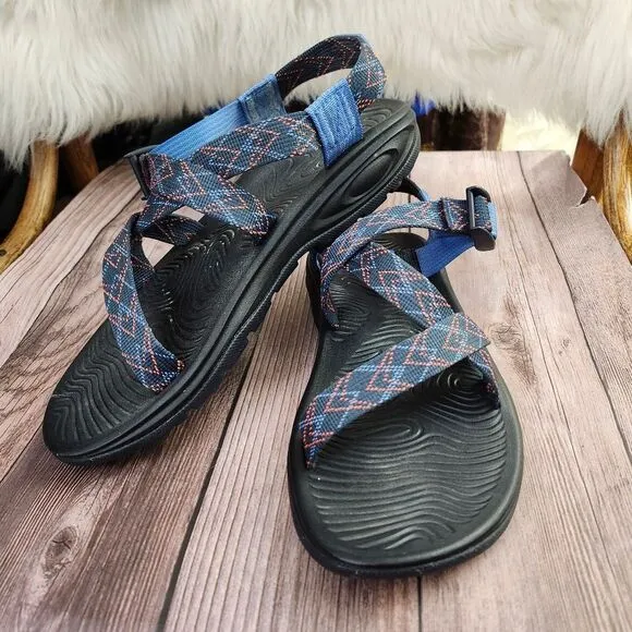Chaco Zstrap Blue Multicolored Womens  Hiking Walking Sandals Sz 8