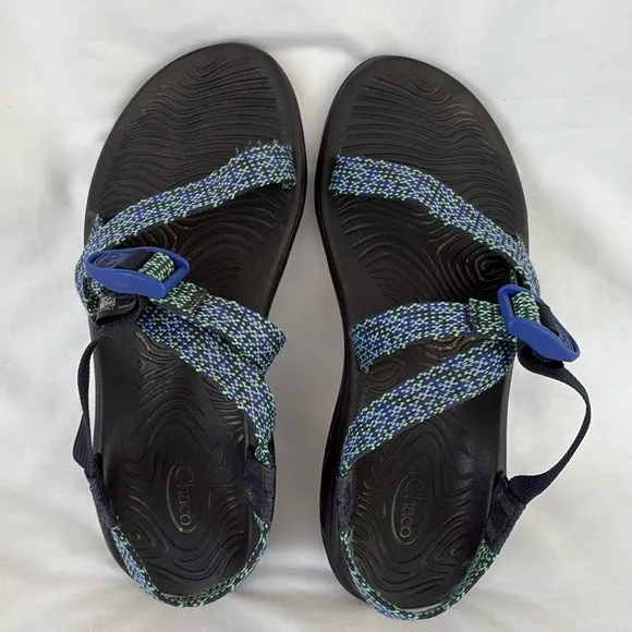 Chaco Zvolv Blue Green Strappy Sport Sandals Hiking Gorpcore Women’s 9
