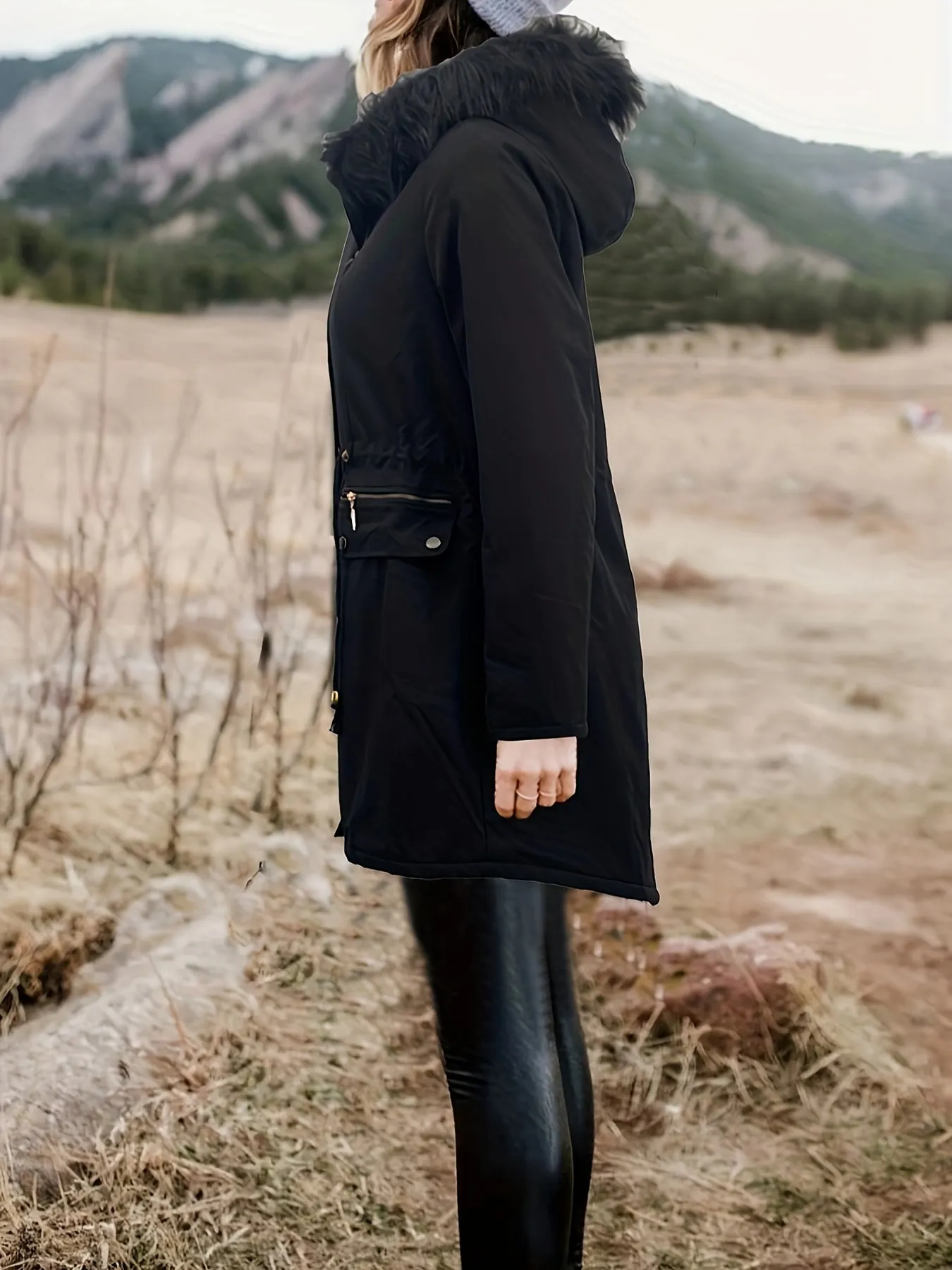 Chic Womens Faux Fur Hooded Parka  Stylish Winter Coat