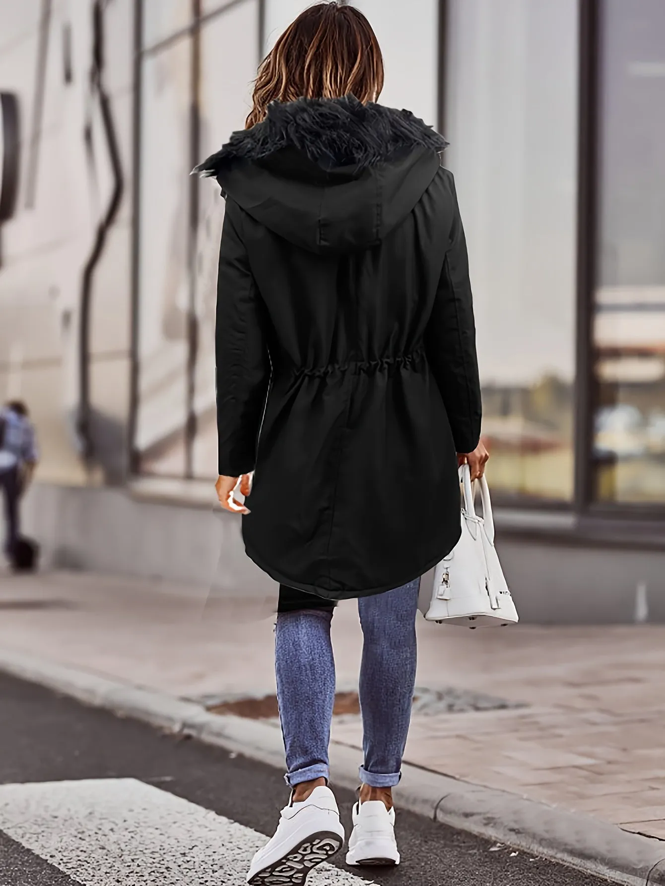 Chic Womens Faux Fur Hooded Parka  Stylish Winter Coat