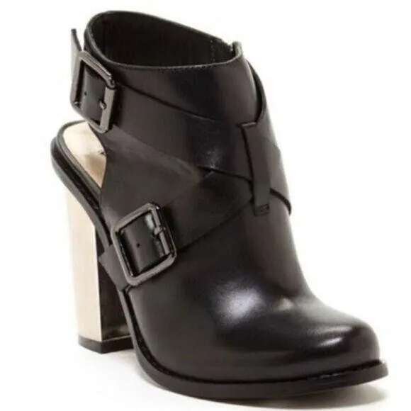 Chinese Laundry Womens Booties Remi Mirror Heeled Black Silver Party Size 9