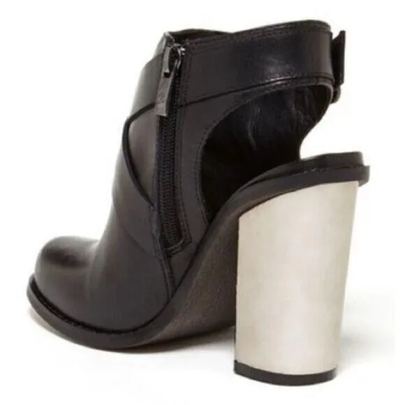 Chinese Laundry Womens Booties Remi Mirror Heeled Black Silver Party Size 9