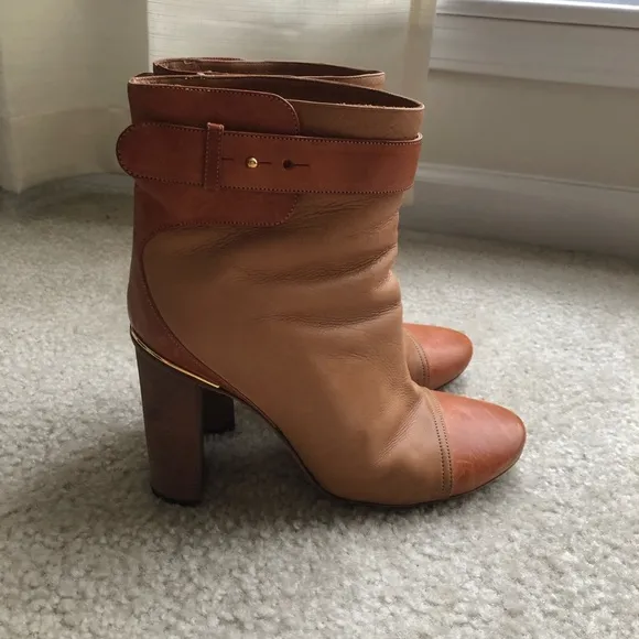 Chloe Brown Leather Ankle Boots