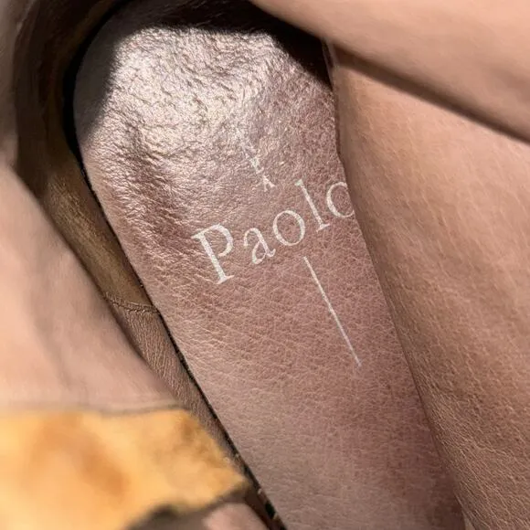 Chunky 90s Style Heeled Suede Boots Tan LINEA PAOLO Size 9
