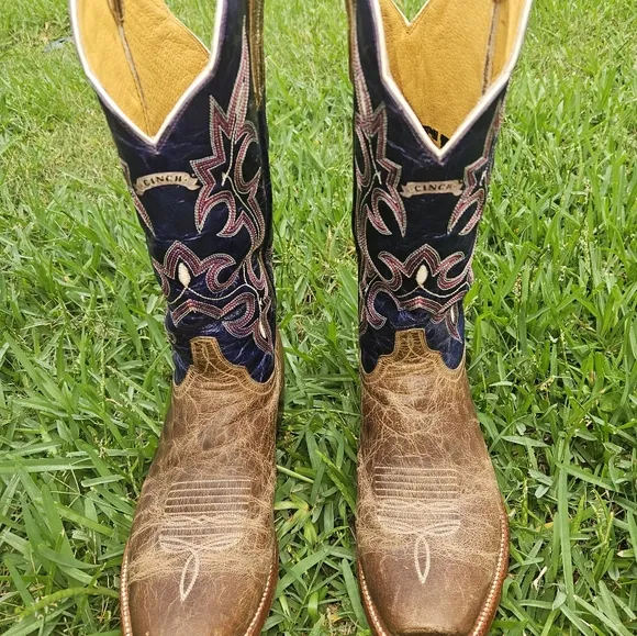 Cinch Men's Brown and Blue Western Boots Styke CMF 154 9EE