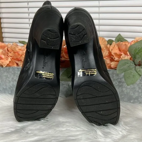 CLARKS 83576 Black Leather Casual Boots Size 9.5