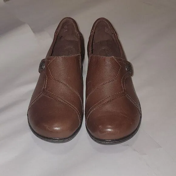 Clarks Ashland Bendables 67766 Brown Leather Slip On Loafer Shoes Size 9.5