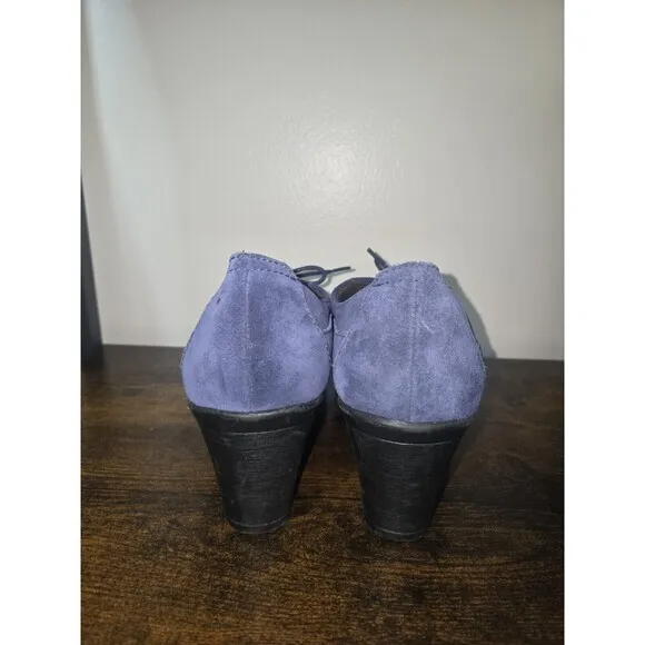 Clarks Bendables Women Size 10M Blue Suede Lace Up Block‎ Heel Ankle Boot