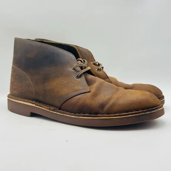 Clarks Boots Mens 13 Brown Leather Desert Beeswax Ankle Classic Casual Shoes