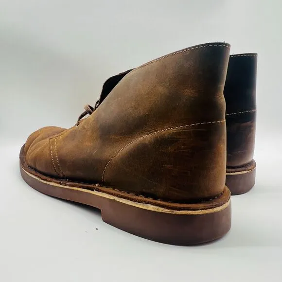 Clarks Boots Mens 13 Brown Leather Desert Beeswax Ankle Classic Casual Shoes