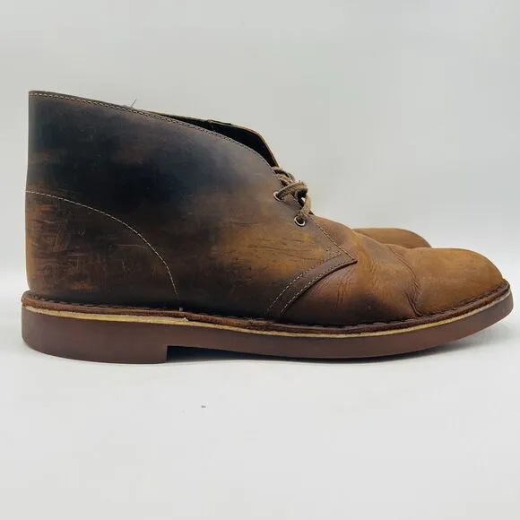 Clarks Boots Mens 13 Brown Leather Desert Beeswax Ankle Classic Casual Shoes