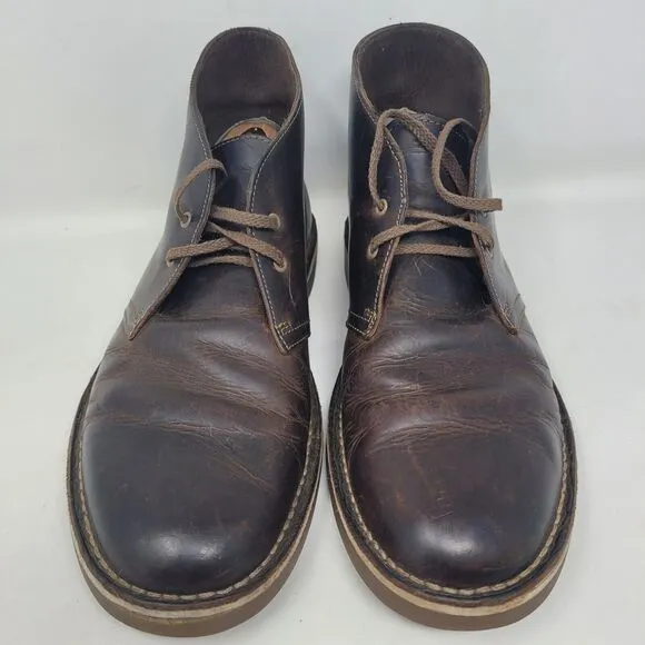 Clarks Boots Mens 9M Bushacre Lace Up Chukka Brown Distressed Leather Casual 99%