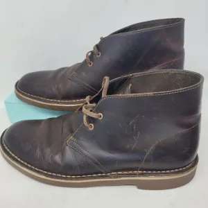 Clarks Boots Mens 9M Bushacre Lace Up Chukka Brown Distressed Leather Casual 99%