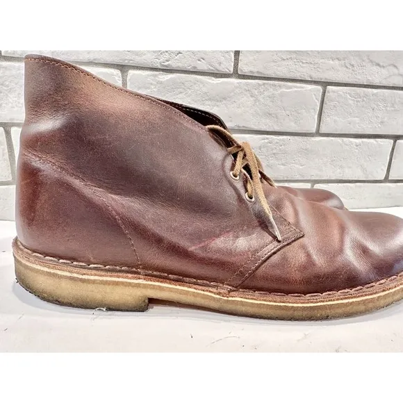 Clarks Classic Brown Leather 2-Hole Desert Boots US Men's 12 M