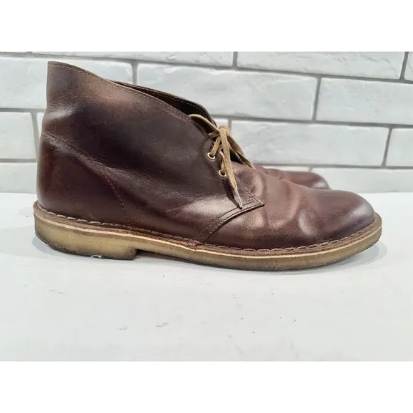 Clarks Classic Brown Leather 2-Hole Desert Boots US Men's 12 M
