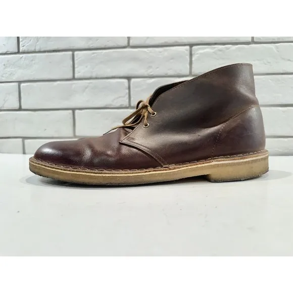 Clarks Classic Brown Leather 2-Hole Desert Boots US Men's 12 M