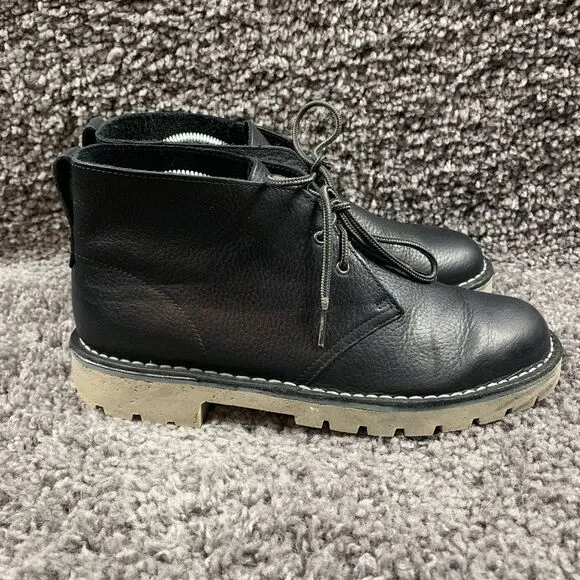 Clarks Men's Bushacre Black Leather Pebble Mens Boots Size 8.5 M