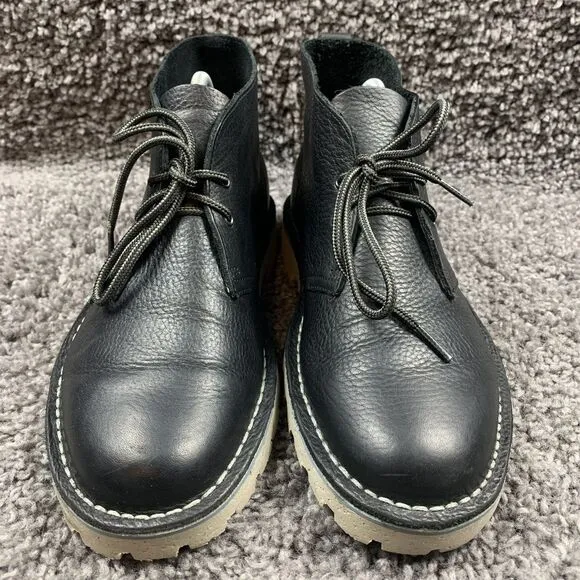 Clarks Men's Bushacre Black Leather Pebble Mens Boots Size 8.5 M