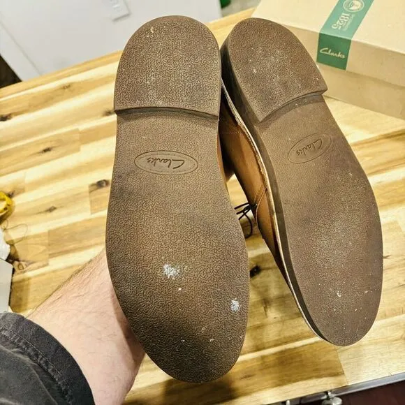 Clarks Men's Bushacre 2 Casual Chukka Boots Tan Leather Brown Size 10M