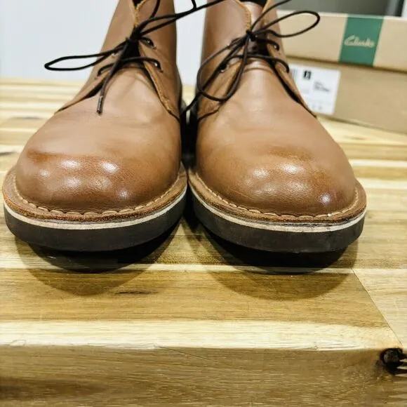 Clarks Men's Bushacre 2 Casual Chukka Boots Tan Leather Brown Size 10M