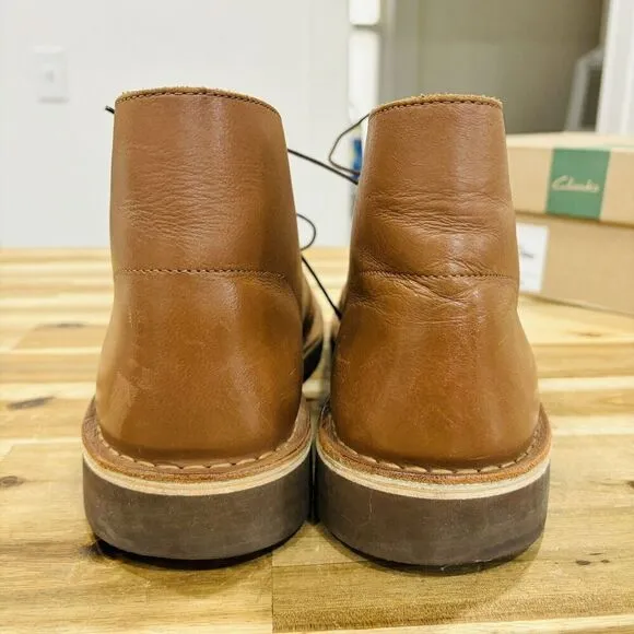 Clarks Men's Bushacre 2 Casual Chukka Boots Tan Leather Brown Size 10M