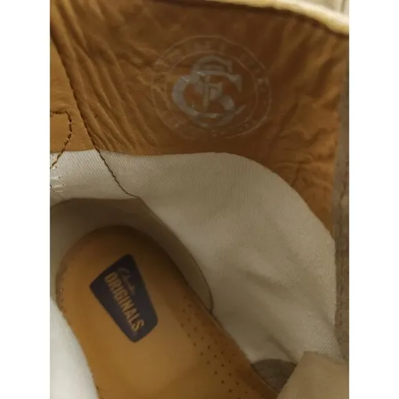 Clarks Men's Size 9 M US Charles F. Stead Loden Beige Suede Canvas Crepe Boots