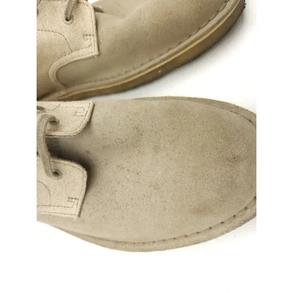 Clarks Men's Size 9 M US Charles F. Stead Loden Beige Suede Canvas Crepe Boots