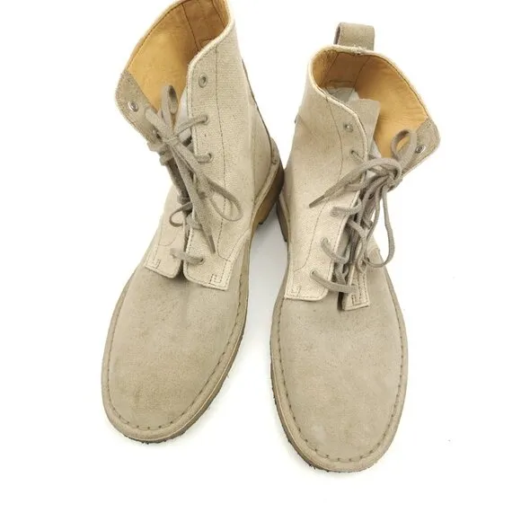Clarks Men's Size 9 M US Charles F. Stead Loden Beige Suede Canvas Crepe Boots