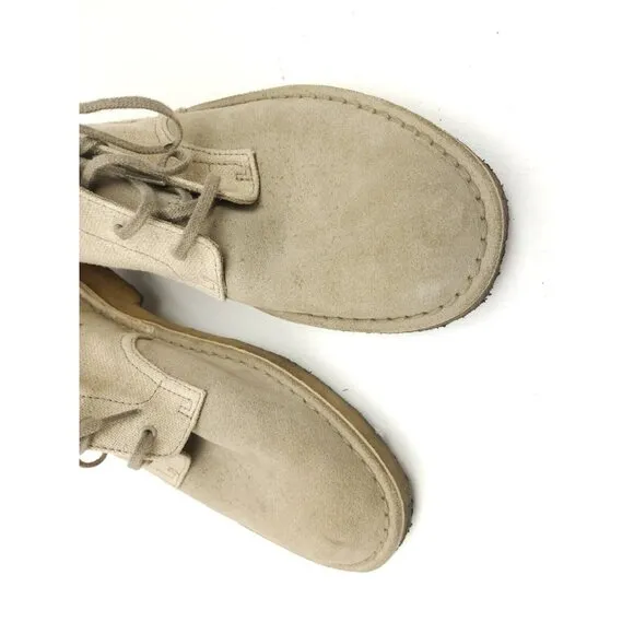 Clarks Men's Size 9 M US Charles F. Stead Loden Beige Suede Canvas Crepe Boots
