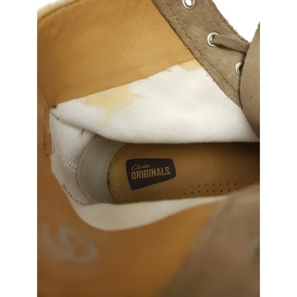 Clarks Men's Size 9 M US Charles F. Stead Loden Beige Suede Canvas Crepe Boots