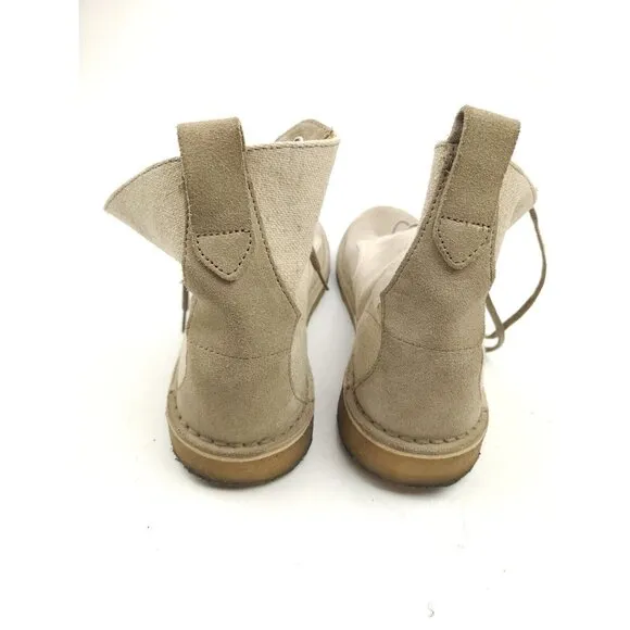 Clarks Men's Size 9 M US Charles F. Stead Loden Beige Suede Canvas Crepe Boots